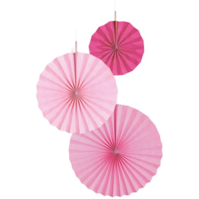 Hot Pink glamourrosetter 3 stk. (18/30/38 cm)