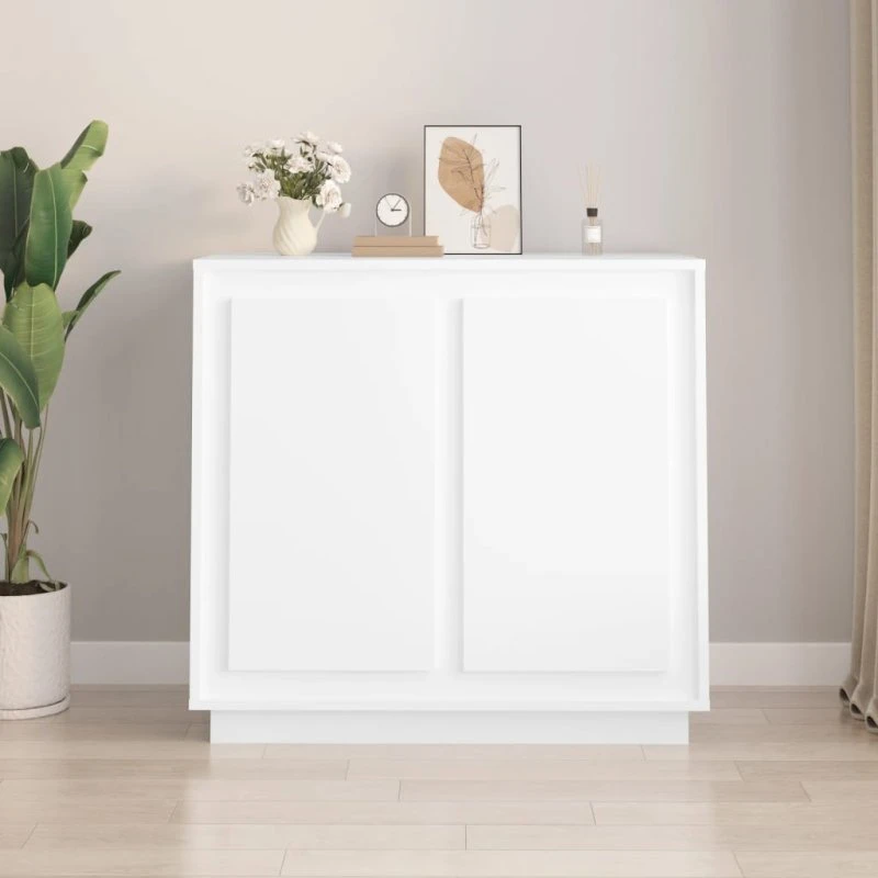 Skænk 80x34x75 cm - Hvid højglans (konstrueret træ)
