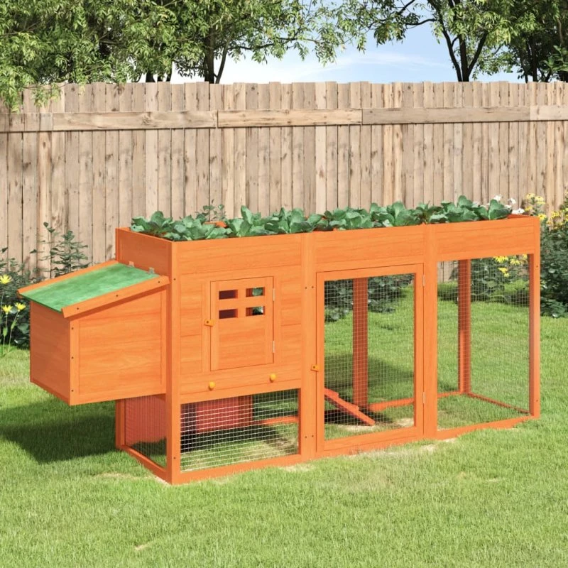 vidaXL hønsehus 204x50x84 cm massivt fyrretræ brun