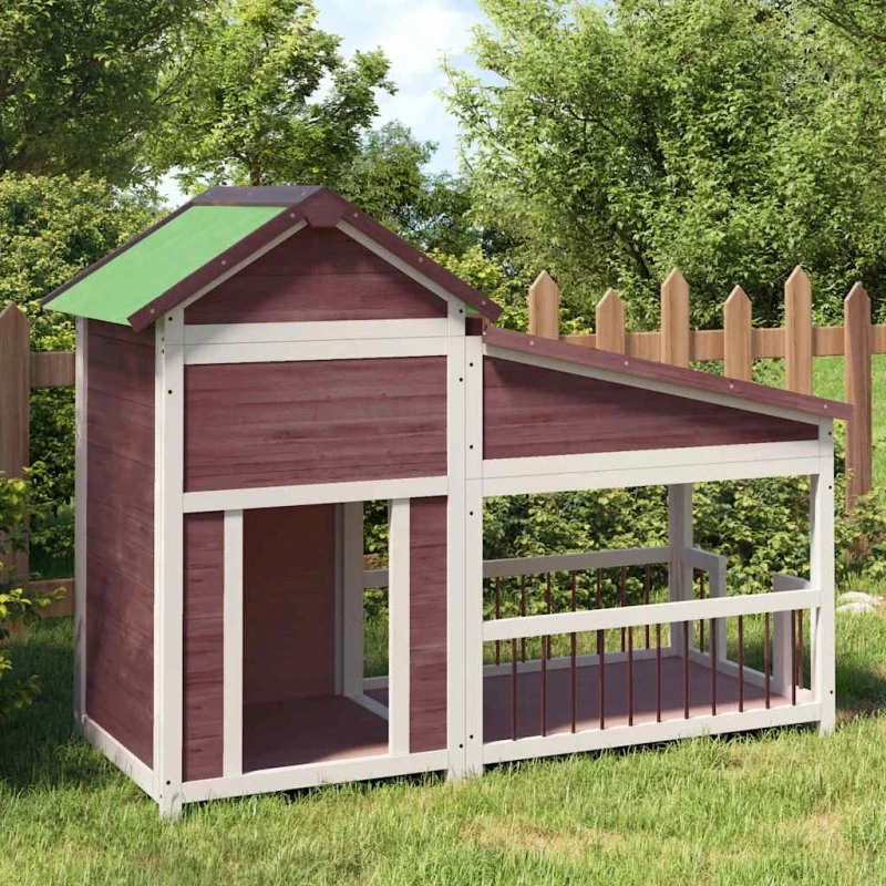 vidaXL hundehus 143x60,5x109 cm massivt fyrretræ mokkafarvet