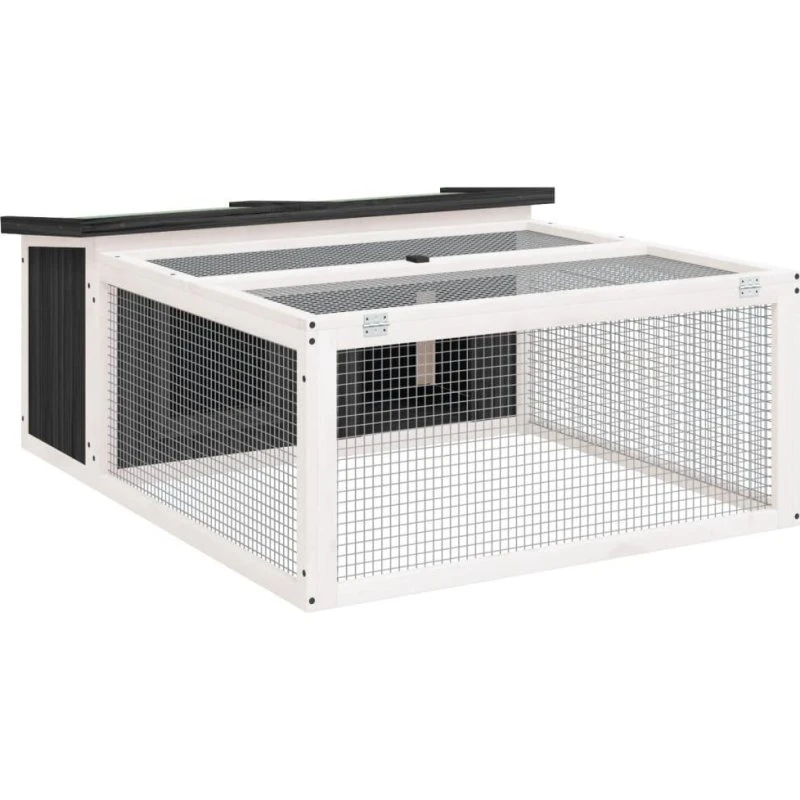 vidaXL kaninbur 117,5×97×47,5 cm massivt fyrretræ, grå