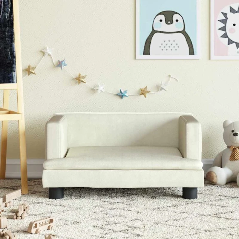 vidaXL børnesofa 60x40x30 cm velour – creme