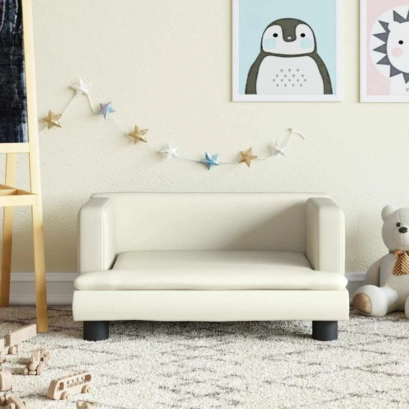 vidaXL Børnesofa 60x40x30 cm kunstlæder creme