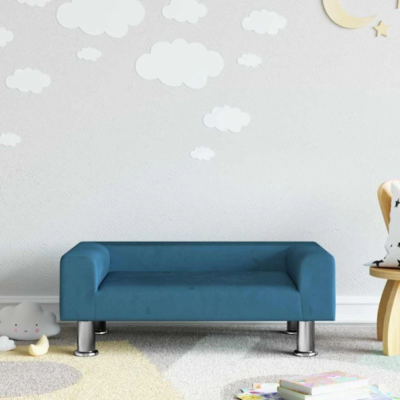 vidaXL børnesofa 70x45x26,5 cm fløjl blå