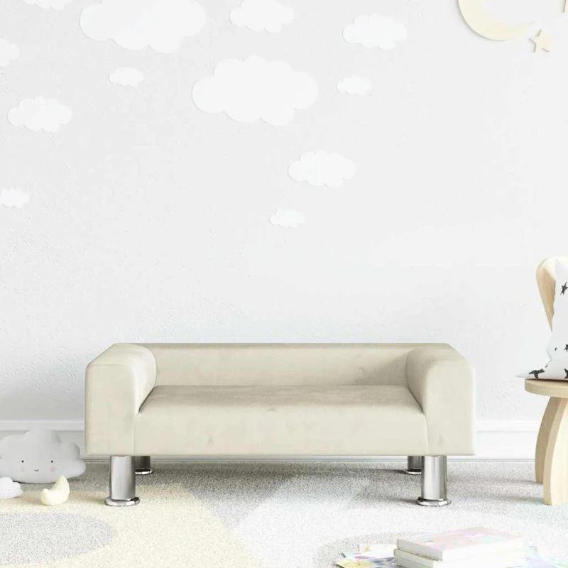 vidaXL børnesofa 70x45x26,5 cm fløjl creme