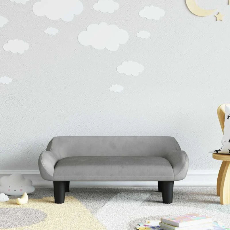 vidaXL børnesofa 70x40x24 cm velour lysegrå