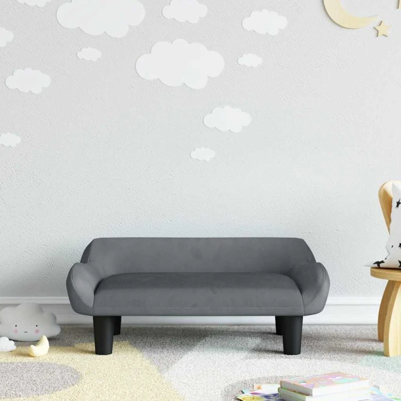 vidaXL børnesofa 70x40x24 cm velour mørkegrå