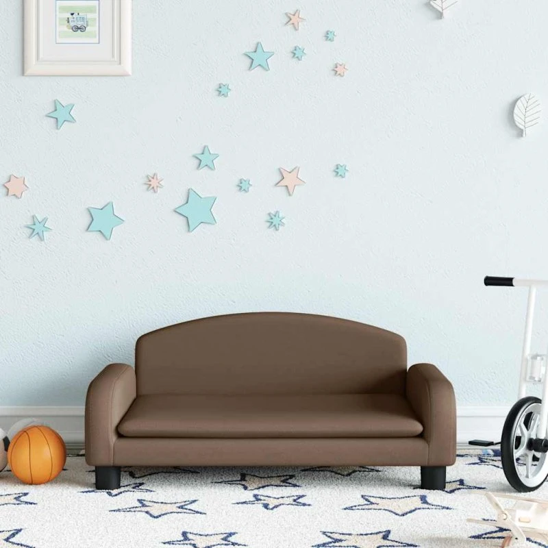vidaXL børnesofa 70x45x30 cm stof brun
