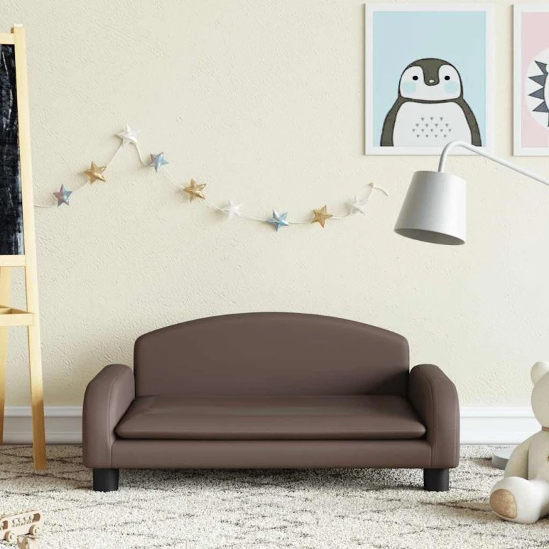 vidaXL børnesofa 70x45x30 cm kunstlæder brun