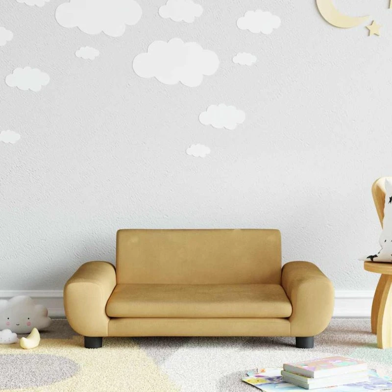 vidaXL børnesofa 70x45x33 cm velour brun
