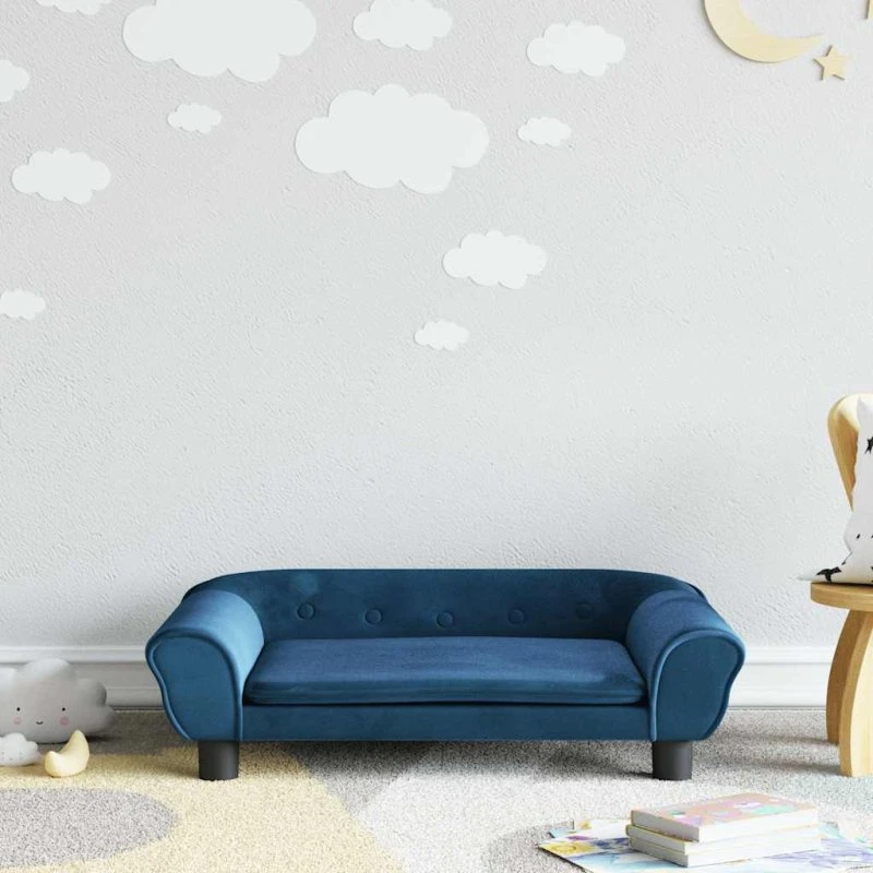 vidaXL børnesofa 70x45x26 cm velour blå