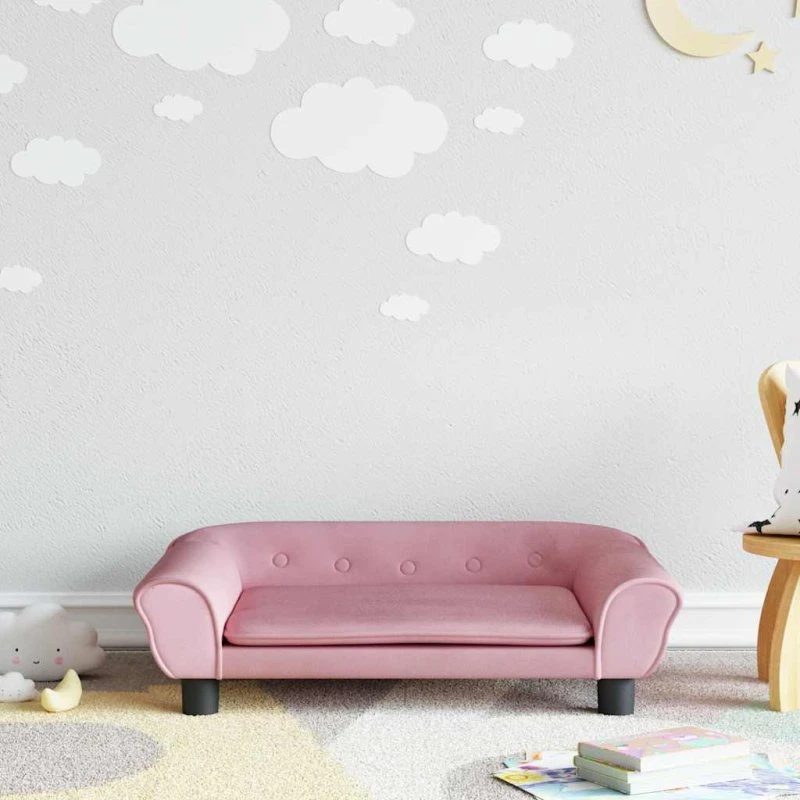 vidaXL børnesofa 70x45x26 cm velour lyserød