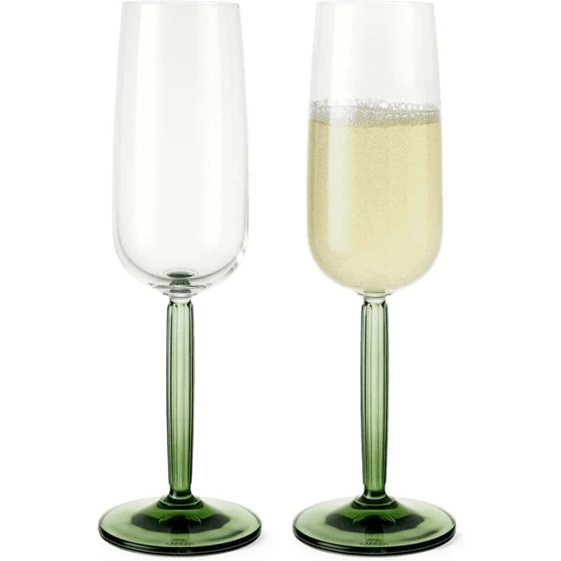 Kähler Hammershøi Champagneglas 24 cl grøn, 2 stk