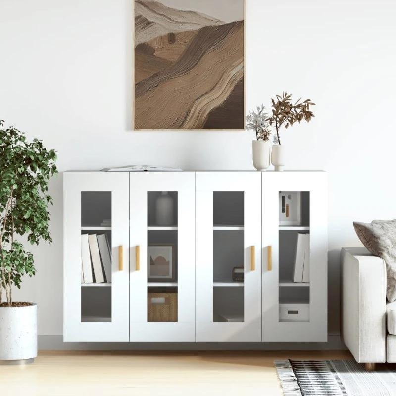 vidaXL 2 stk. vægskabe i konstrueret træ, hvid