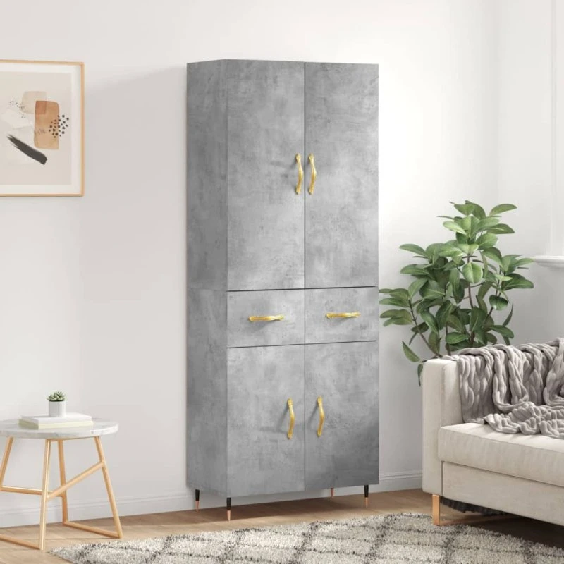 vidaXL højskab 69,5x34x180 cm konstrueret træ betongrå
