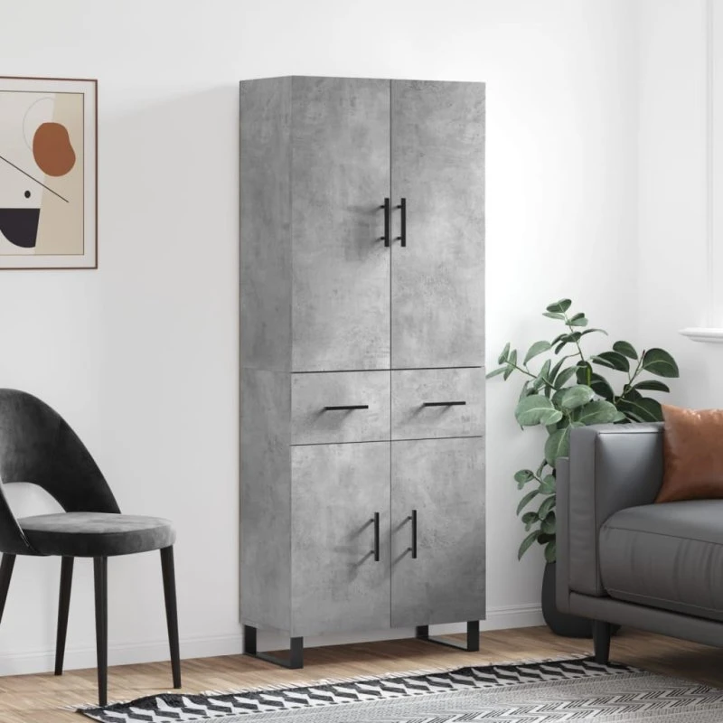 vidaXL højskab 69,5x34x180 cm konstrueret træ betongrå