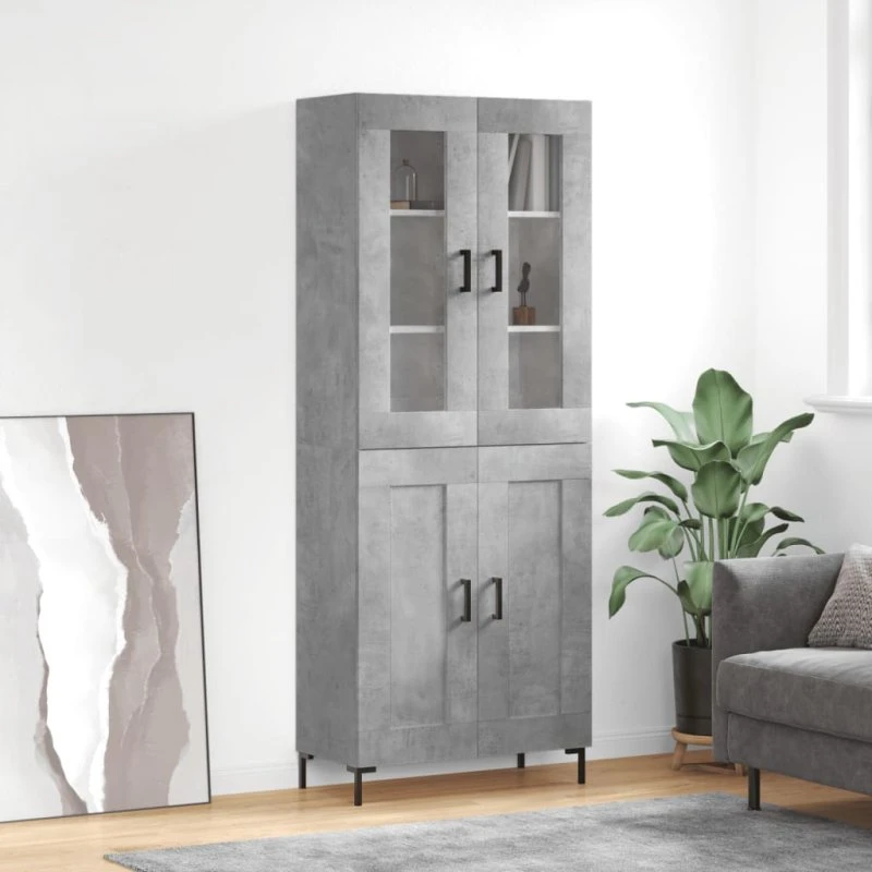vidaXL højskab 69,5x34x180 cm konstrueret træ, betongrå