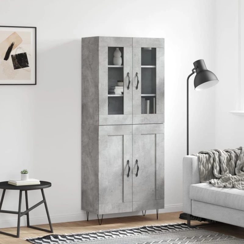 vidaXL højskab 69,5x34x180 cm konstrueret træ betongrå