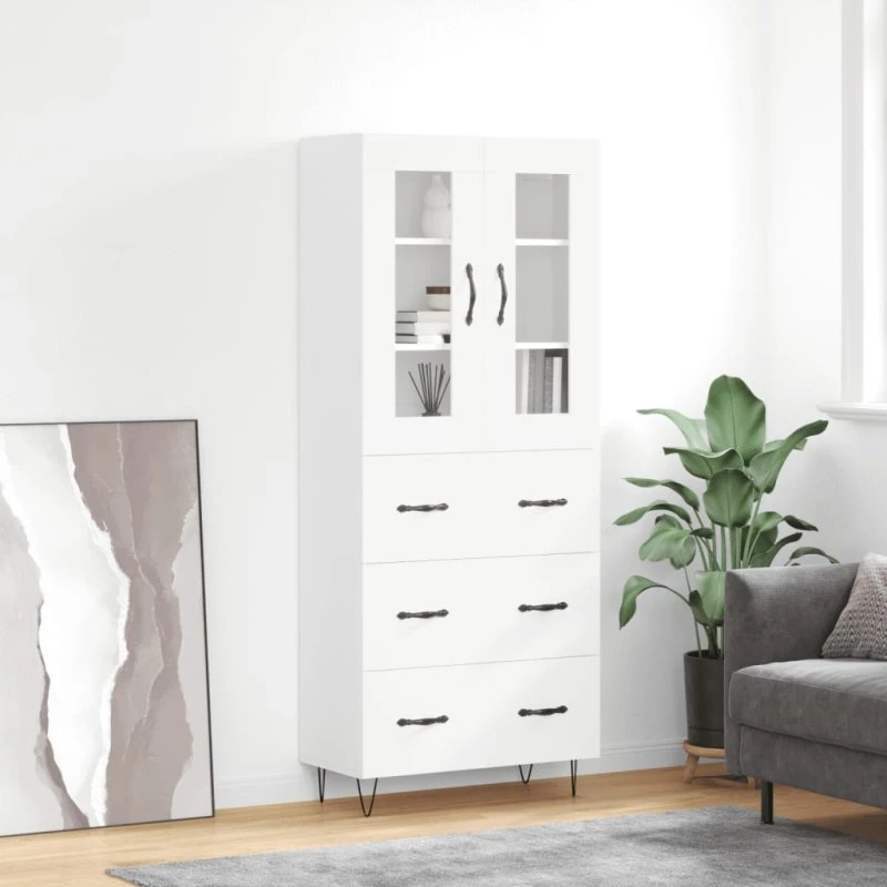 vidaXL højskab 69,5x34x180 cm konstrueret træ hvid