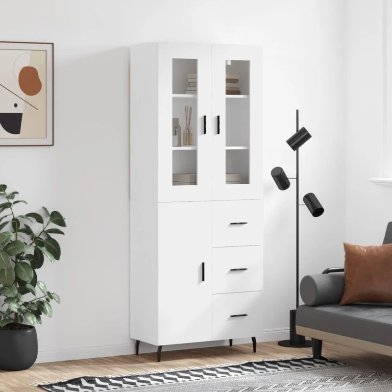vidaXL højskab 69,5x34x180 cm konstrueret træ hvid