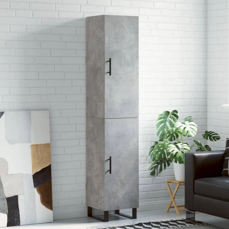 vidaXL højskab 34,5x34x180 cm konstrueret træ betongrå