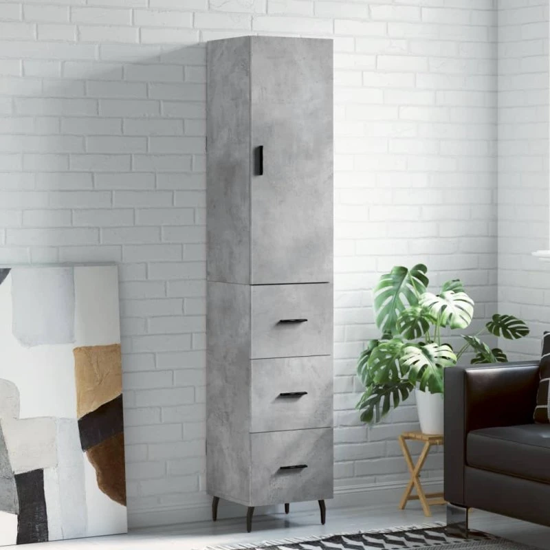 vidaXL højskab 34,5x34x180 cm konstrueret træ betongrå