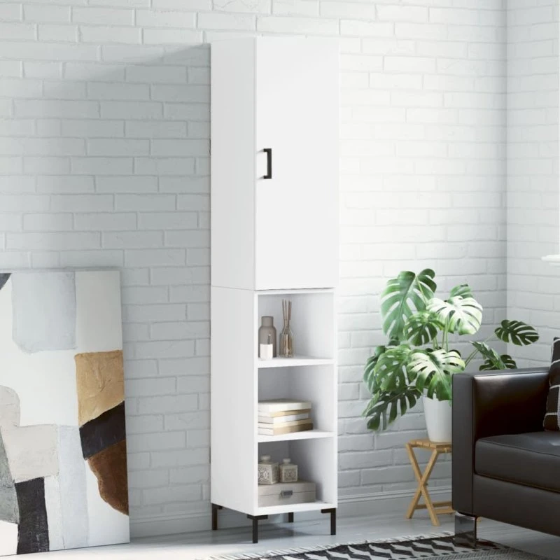 vidaXL højskab 34,5x34x180 cm konstrueret træ hvid