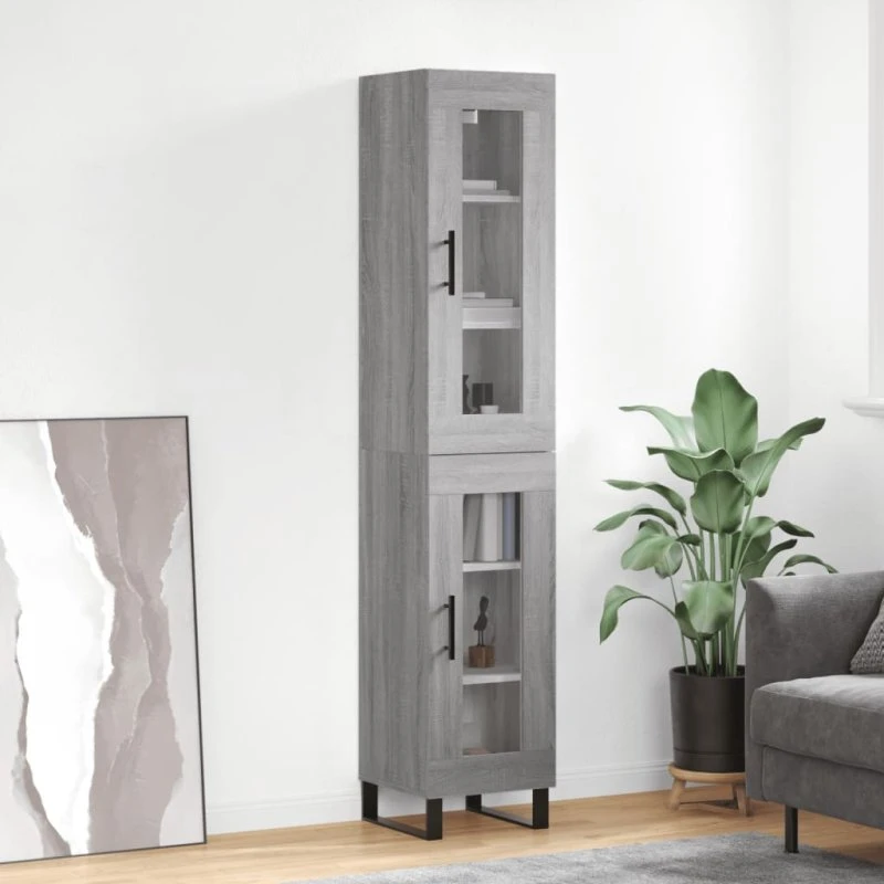 vidaXL højskab 34,5x34x180 cm konstrueret træ, grå Sonoma-eg