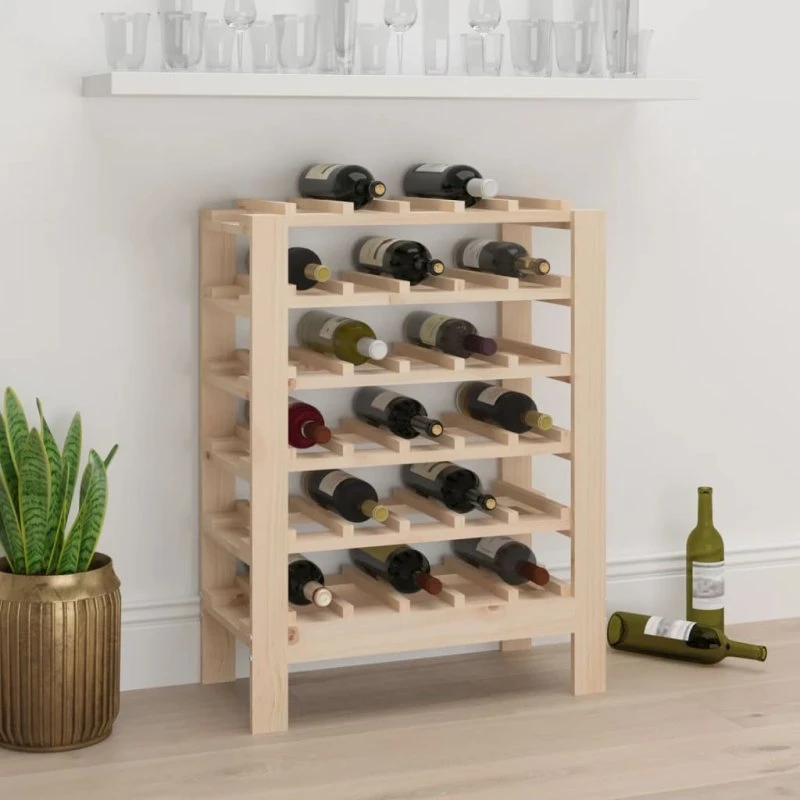 vidaXL vinreol 61,5x30x82 cm massivt fyrretræ – 30 flasker