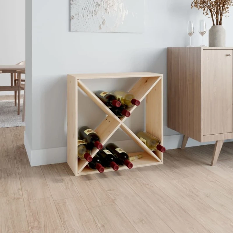 vidaXL vinreol i massivt fyrretræ 62x25x62 cm
