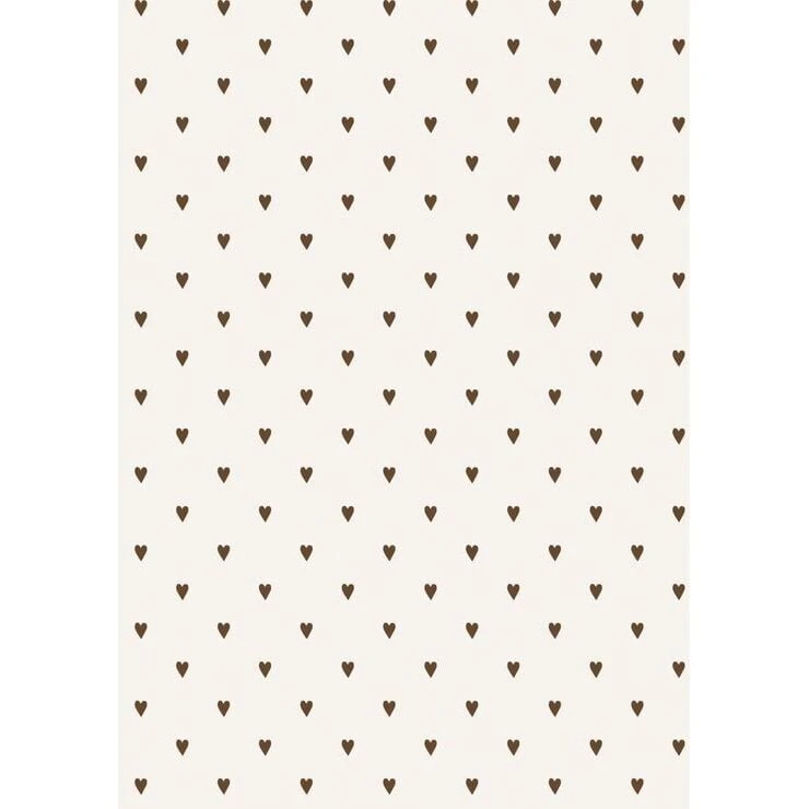 Stillenat gavepapir brune hjerter 5 m (52,5 cm)