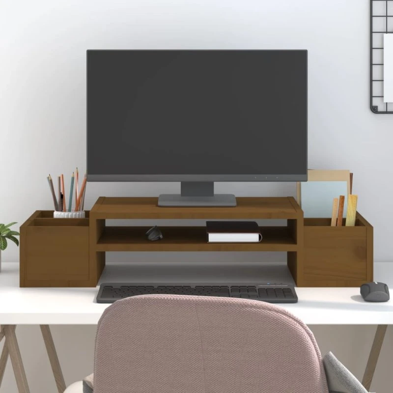 vidaXL skærmholder 70x27,5x15 cm massivt fyrretræ gyldenbrun