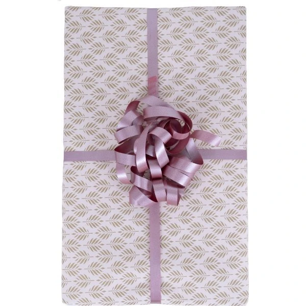 Gold Leaf Gavepapir 57 cm x 6 m - Rosa med guldblade