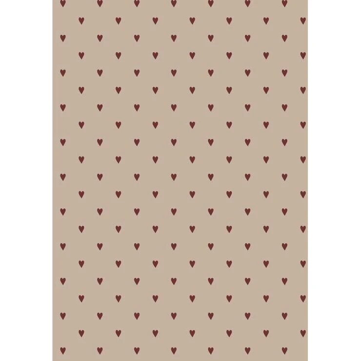 Gavepapir - Papirrulle røde hjerter 5 m (100% genbrug)