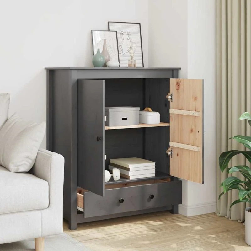 vidaXL Højskab 83×41,5×100 cm massivt fyrretræ, grå