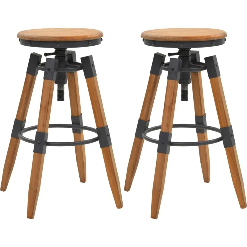 vidaXL barstole 2 stk. i massivt fyrretræ – højdejusterbare