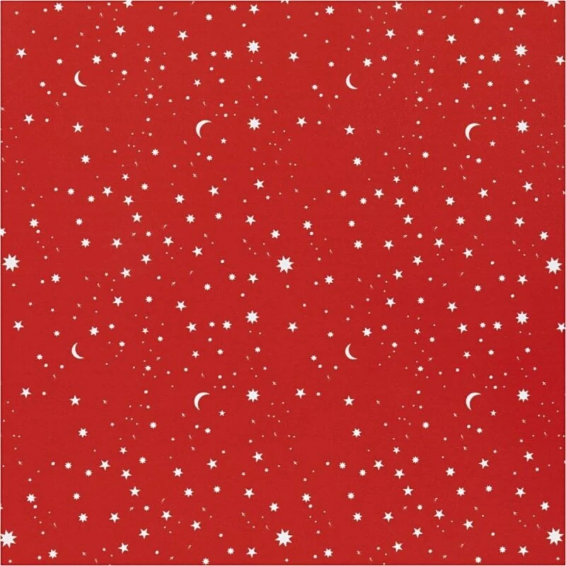 Gavepapir Stjerner og måner mørkerød 100 m, 50 cm