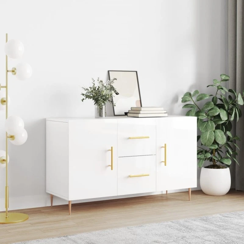 vidaXL skænk 100x36x60 cm konstrueret træ hvid højglans