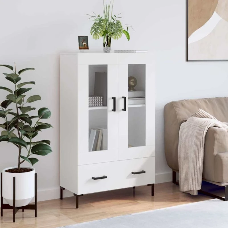 vidaXL skab 69,5x31x115 cm hvidt konstrueret træ med metalben