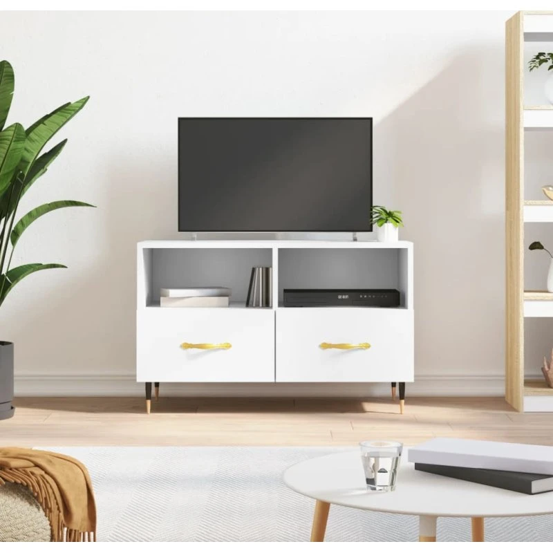 vidaXL TV-bord 80x36x50 cm konstrueret træ, hvid