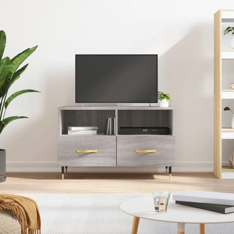 vidaXL TV-bord 80x36x50 cm konstrueret træ, grå Sonoma-eg
