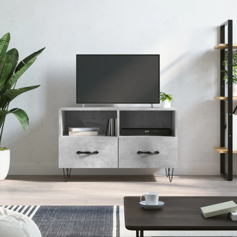 vidaXL TV-bord 80x36x50 cm konstrueret træ, betongrå