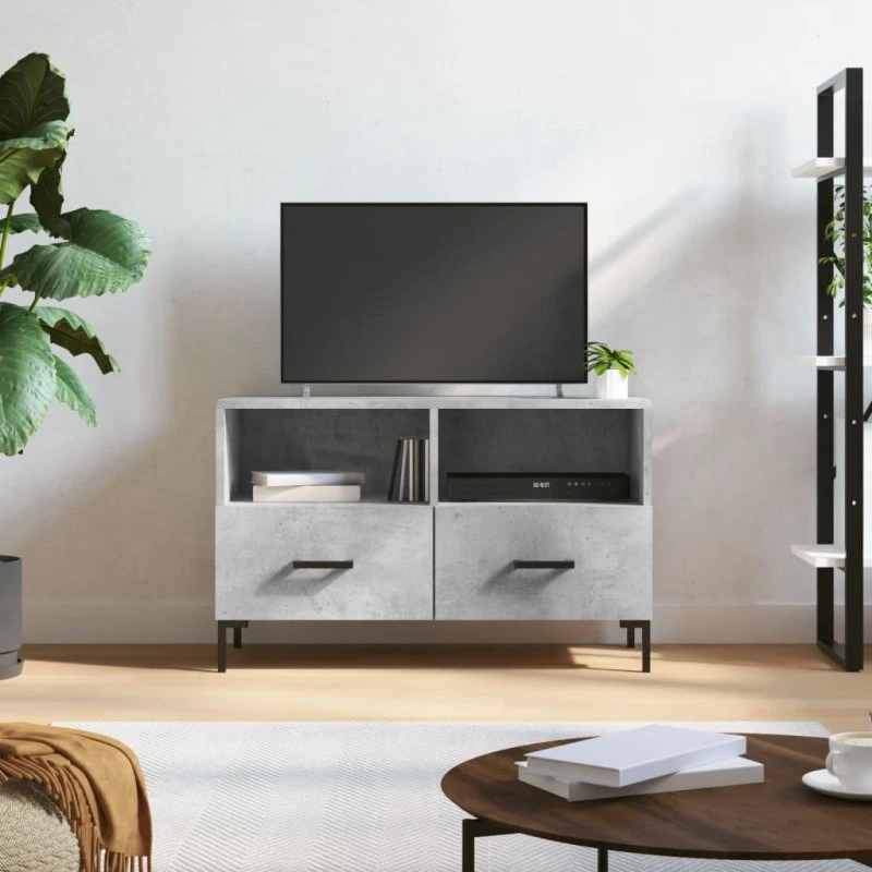 vidaXL TV-bord 80x36x50 cm konstrueret træ, betongrå