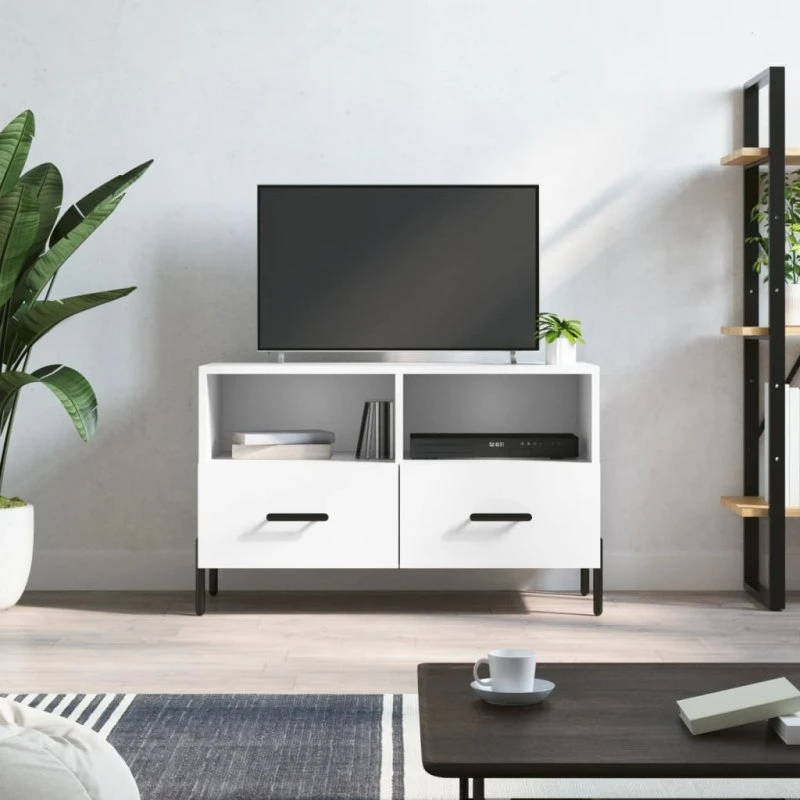 vidaXL TV-bord 80x36x50 cm hvid konstrueret træ