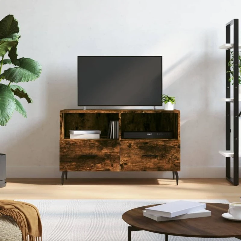 vidaXL TV-bord 80x36x50 cm konstrueret træ, røget eg