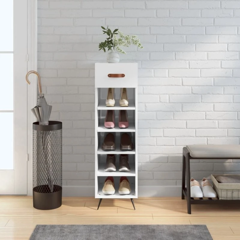 vidaXL skoreol 30x35x105 cm hvid (konstrueret træ)