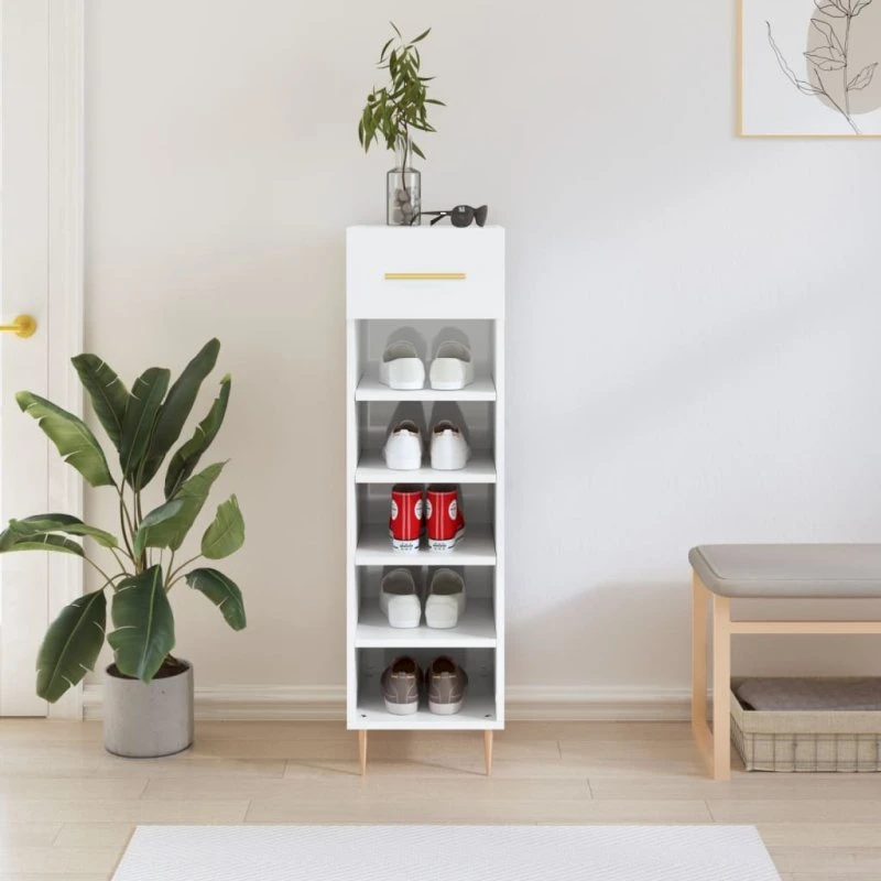 vidaXL skoreol 30x35x105 cm hvid højglans