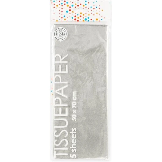 Silkepapir sølv 50 x 70 cm, 5 ark