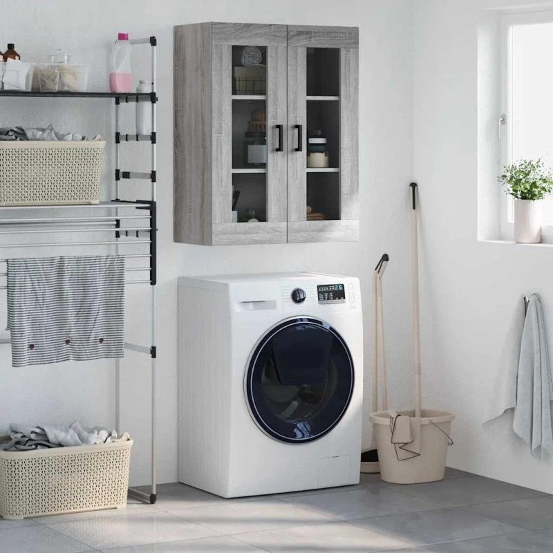 vidaXL væghængt skab 69,5x34x90 cm grå sonoma-eg