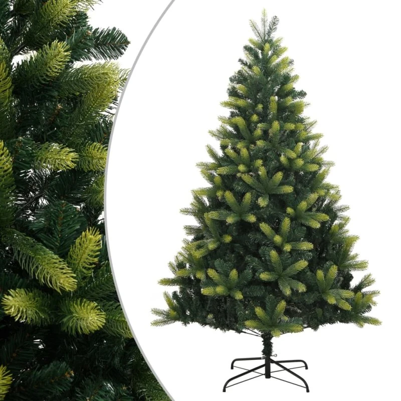 vidaXL kunstigt juletræ 210 cm hængslet med juletræsfod